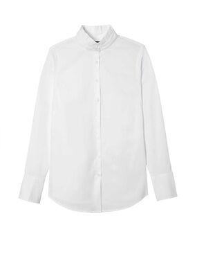 Banana Republic White Riley Tailored Ruffle-Collar Dress Shirt